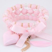 Fashion Bow Peach Heart Wild Candy Bead Temperament Multi-layer Bracelet main image 7