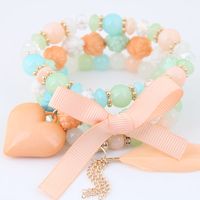 Moda Arco Melocotón Corazón Temperamento De Cuentas De Caramelo Salvaje Pulsera De Múltiples Capas sku image 3