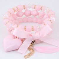 Fashion Bow Peach Heart Wild Candy Bead Temperament Multi-layer Bracelet sku image 4