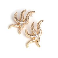Alloy Starfish Diamond Earrings Personality Street Shooting Golden Animal Earrings main image 4