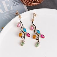 Fashion Color Diamond Earrings Gold-plated Leaf Personality Earrings Women Wholesale main image 4