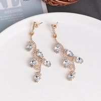 Fashion Color Diamond Earrings Gold-plated Leaf Personality Earrings Women Wholesale main image 5