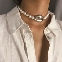 Collar De Cuentas Simples Collar De Conchas Grandes De Perlas Salvajes De Forma Corta Para Mujer main image 6