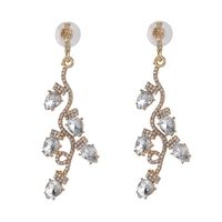 Fashion Color Diamond Earrings Gold-plated Leaf Personality Earrings Women Wholesale sku image 1