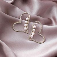 New Fashion Exaggerated Full Diamond Love Earrings sku image 1