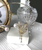 Schwerindustrie Schmetterling Quaste Offene Choker Halskette Asymmetrische Voll Diamant Quaste Ohrringe Frauen main image 5