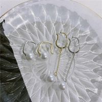 Fashion Earrings Female Pearl Tassel Asymmetric Earrings main image 3