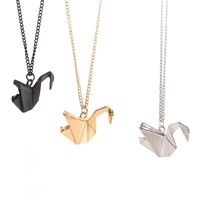 Thousands Of Paper Cranes Hollow Origami Pigeon Long Animal Necklace And Peace Pigeon Pendant Necklace main image 3
