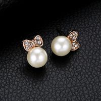 Bow Earrings With Diamonds And Pearl Studs main image 4