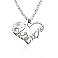 Necklace Simple Heart-shaped Diamond English Alphabet Mom Mom Necklace Clavicle Chain Mother's Day Gift main image 2
