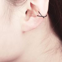 Best Selling Simple Cross Ear Clip Female Personality Double C Cartilage U-shaped Double Pierced Earrings main image 5