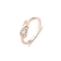 Best Selling Leaf Rhinestone Peach Heart Adjustable Knuckle Ring Female Flash Diamond Love Ring main image 3