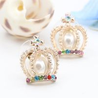 Earrings Pearl Cross Earrings Colored Diamond Crown Earrings Women's Earrings main image 3