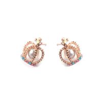 Earrings Pearl Cross Earrings Colored Diamond Crown Earrings Women's Earrings main image 6
