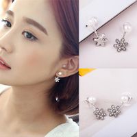 Sweet Pearl Full Diamond Flower Earrings main image 1