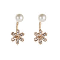 Sweet Pearl Full Diamond Flower Earrings main image 6