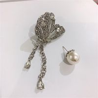 Schwerindustrie Schmetterling Quaste Offene Choker Halskette Asymmetrische Voll Diamant Quaste Ohrringe Frauen sku image 1