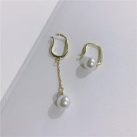 Fashion Earrings Female Pearl Tassel Asymmetric Earrings sku image 1
