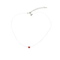 Sweet Cute Little Red Heart Love Necklace Female Drip Oil Red Peach Heart Short Necklace sku image 1