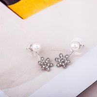 Sweet Pearl Full Diamond Flower Earrings sku image 1