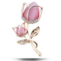 Exquisite European And American Fashion Korean Style Diamond Opal Tulip Personalized Temperament Brooch main image 1