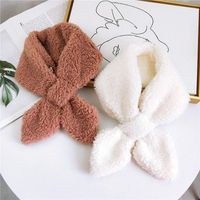 Pointed Cross Solid Color Scarf Female Winter Thick Couple Curl Plush Scarf Student Warm Scarf main image 2