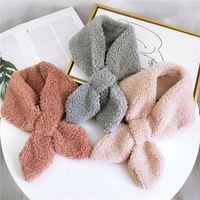 Pointed Cross Solid Color Scarf Female Winter Thick Couple Curl Plush Scarf Student Warm Scarf main image 5