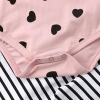 Baby Long Sleeve Love Print Harness Stripe Trousers Hairband Set Pink Three-piece Kids main image 5