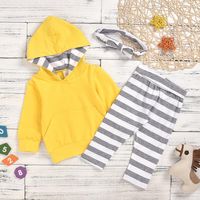 Children's Suit Hooded Sweater Striped Trousers Headband Set main image 3