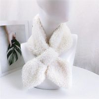 Pointed Cross Solid Color Scarf Female Winter Thick Couple Curl Plush Scarf Student Warm Scarf sku image 3