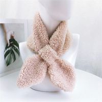 Pointed Cross Solid Color Scarf Female Winter Thick Couple Curl Plush Scarf Student Warm Scarf sku image 2