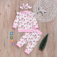 Ropa Infantil De Tres Piezas De Princesa Con Estampado De Flores sku image 2