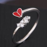 J990 Exquisite Korean Fashion Sweet Ol Wild Red Heart Personality Open Ring sku image 1
