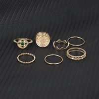 Jewelry Retro Minimalist Totem Pattern Ring Diamond Geometric Set Of 7 Rings main image 3