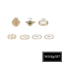 Jewelry Retro Minimalist Totem Pattern Ring Diamond Geometric Set Of 7 Rings main image 6