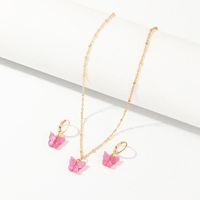 Jewelry Creative Fashion Resin Light Green Butterfly Necklace Earring Set main image 4