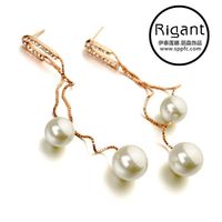 Streamlined Pearl Pendant Stud Earrings With Diamonds main image 1