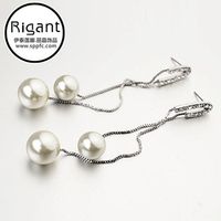 Streamlined Pearl Pendant Stud Earrings With Diamonds main image 3