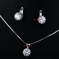 Shiny Zircon Combination Set Simple Necklace Earring Two-piece Jewelry Wholesale main image 1