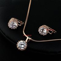 Shiny Zircon Combination Set Simple Necklace Earring Two-piece Jewelry Wholesale main image 3