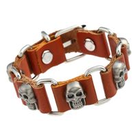 Jewelry Punk Leather Bracelet Alloy Skull Leather Cowhide Bracelet main image 1