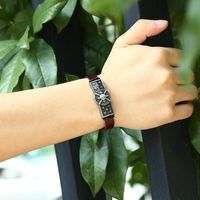 Vintage Alloy Cowhide Leather Bracelet For Boys And Girls main image 4
