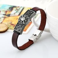 Vintage Alloy Cowhide Leather Bracelet For Boys And Girls main image 3