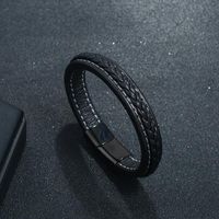 New Simple Trendy Men And Women Leather Stainless Steel Magnetic Bracelet main image 5