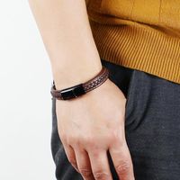 New Simple Trendy Men And Women Leather Stainless Steel Magnetic Bracelet main image 6