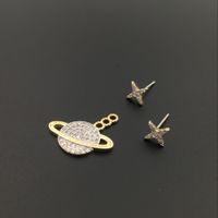 Asymmetrische Kleine Planeten Ohrringe Mikro Eingelegter Zirkon Gold Mars Kreatives Design S925 Silbern Adel Stern Ohrringe main image 5