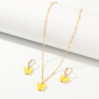 Jewelry Creative Fashion Resin Light Green Butterfly Necklace Earring Set sku image 3