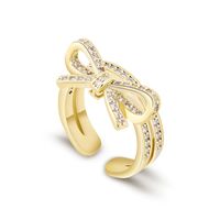 New Ladies Bow Micro-inlaid Zircon Open Ring Wild Ring Jewelry sku image 1