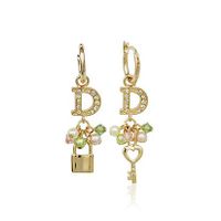 Exquisite Diamond Earrings Heart Lock Pearl Earrings Beautiful Jewelry Korean Earrings Wholesale sku image 1