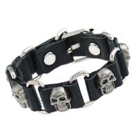 Jewelry Punk Leather Bracelet Alloy Skull Leather Cowhide Bracelet sku image 1